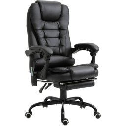 Vinsetto Silla De Oficina Con 7 Puntos De Masaje Con Reposapiés Retráctil Negro