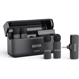 Boya BY-V4 Micrófonos Jack 3.5mm 4 Canales 2.4GHz 200m Cancelación de Ruido Negro