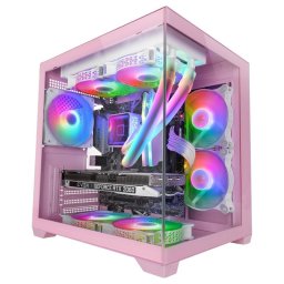Mars Gaming Mc-view2 Caja Pc Microatx Doble Cristal Templado Ventilador Frgb 120mm Rosa