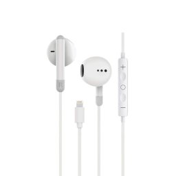 Contact Auriculares Con Cable, Lightning, Compatibles Con Iphone 14 Y Anteriores, Llamadas, Botón Multifunción, Blanco