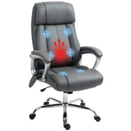 Homcom Silla De Oficina Con Masaje Altura Ajustable Gris Oscuro