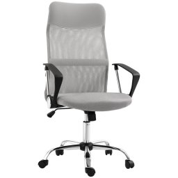 Homcom Silla De Oficina De Malla Con Altura Ajustable Carga 120 Kg Gris Claro