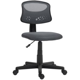 Homcom Silla De Oficina Sin Brazos Con Respaldo De Malla Transpirable Gris