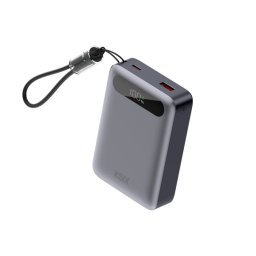 Ksix 20.000 mAh Power Bank, Carga Rápida 22.5W PD, Carga Simultánea, Cable Convertible USB-C + Lazo, Pantalla LED, Negro