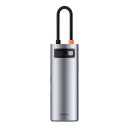 Hub USB C Baseus Starjoy 7 en 1 DisplayPort 60 Hz Gris Espacial Conectores Hembras y Machos