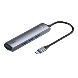 Hub USB Baseus Tipo-C USB 3.0 HDMI RJ-45 Cinzento alta velocidad