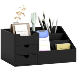 Homcom Organizador De Escritorio De Bambú 33x20,5x15,5 Cm Negro