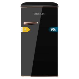 Frigorífico Cecotec Mini Retro 89cm 95L Clase E Negro Icebox Tirador Gold Rose