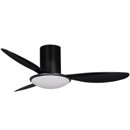 Ventilador de techo Fm Calefacción 132cm negro con luz integrada, mando a distancia y temporizador