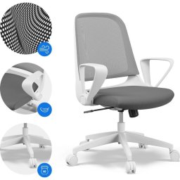 SENSE7 Sopty Silla de Escritorio Ergonómico Transpirable Blanca/Gris