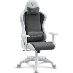 SENSE7 Spellcaster FUKU PU Silla Gaming Ergonómico Ajustable Soporte Lumbar Blanca/Gris