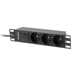 Lanberg PDU-03E-0200-BK 1U Regleta 3 salidas tipo E Protección Sobretensiones 2m