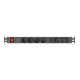 PDU Lanberg PDU-04E04I-0200-IEC-BK 1U 4 salidas C13 Tipo E Horizontal Negro Rack 2m 10A