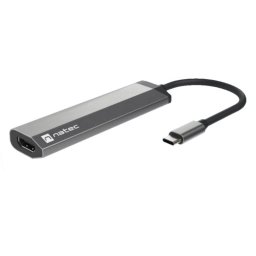 Adaptador USB NATEC Fowler Slim Alámbrico USB 3.2 Gen 1 Type-C 5 Gbit/s ABS Aluminio Negro Cromo