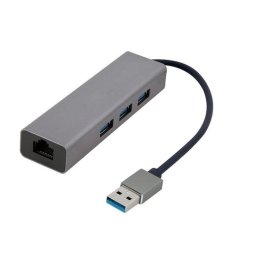 Adaptador de Red USB Tipo A Gembird A-AMU3-LAN-01 Gigabit 3 Puertos USB 3.0 Carcasa Metal