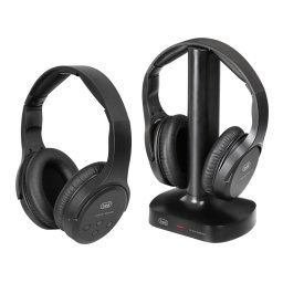 Auriculares Trevi inalámbricos y con cable para TV alcance 30m color negro