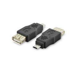 Adaptador USB 2.0 Micro B Macho a USB A Hembra OTG Negro RoHS