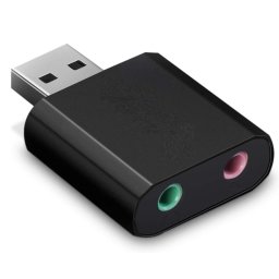 Adaptador Usb Tarjeta Sonido Microfono Auricular Negro