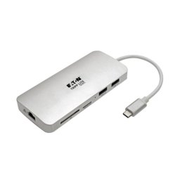 Estación de Conexión USB-C Tripp Lite U442-DOCK11-S 4K HDMI Thunderbolt 3 Hub USB-A PD GbE SD/MicroSD Plata