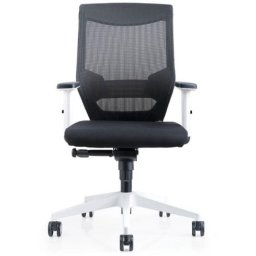 Silla de oficina Rocada Ergoline 908W-4 ajuste lumbar malla negra base blanca altura regulable