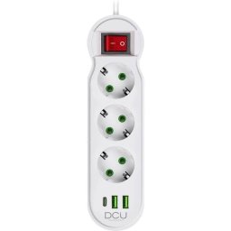 Regleta DCU Advance Tecnologic 37400103 3 Tomas Schuko con USB-A USB-C Protección e Interruptor