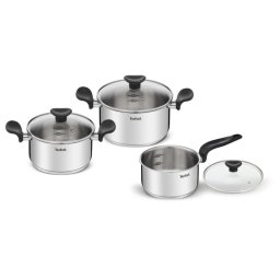 Cazuela Tefal E308S674 Acero Inoxidable Set 3 Piezas Mango Baquelita Negro