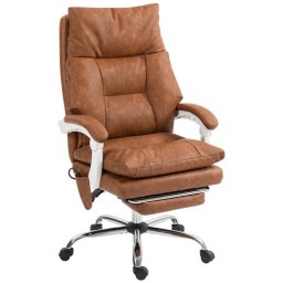 Homcom Silla De Escritorio Soporte Lumbar Inflable Respaldo Reclinable Marrón