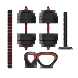 Ksix 40 Kg Kit De Pesas, Mancuernas, Discos Pesas, Barra, Pesa Rusa, Negro