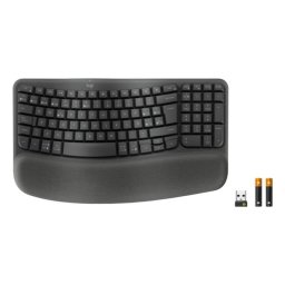 Teclado de membrana Logitech Wave Keys for Business Layout ES ergonómico inalámbrico con reposamuñecas