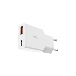 Ksix 30w Gan Cargador De Red Xtraslim, Power Delivery + Pps, Multipuerto Usb-c + Usb-a, Blanco
