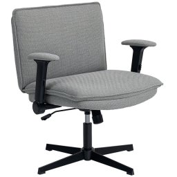 Homcom Silla De Oficina Piernas Cruzadas Con Reposabrazos Abatible Gris