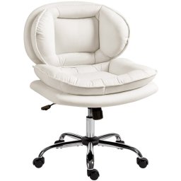 Homcom Silla De Oficina Con Piernas Cruzadas Asiento Ancho Gris Claro