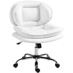 Homcom Silla De Oficina Con Piernas Cruzadas Asiento Ancho Blanco