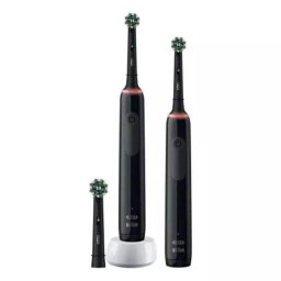 Cepillo de dientes eléctrico Oral-B PRO 3 Negro Recargable, 3 modos, 3 cabezales, Control de Presión, Temporizador, Tecnología 3D
