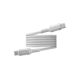 Cable USB C Havit 6939119077556 1 m Plata Blanco Power Delivery 60 W