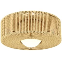 Homcom Lámpara De Techo Led 20w 3000 K Con Pantalla De Cuerda De Lino Marrón