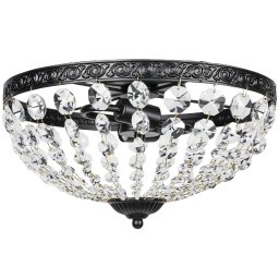 Homcom Lámpara De Techo De Cristal Clásica Con 2 Casquillos E14 40w Negro