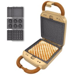 Sandwichera Cecotec Rock'nToast Retro One Yellow placas intercambiables 700 W
