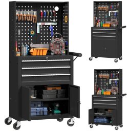 Homcom Carro De Herramientas Con 3 Cajones Y Tabla De Pegboard Negro