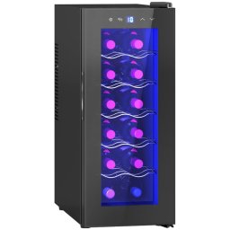 Homcom Vinoteca 12 Botellas Temperatura Ajustable 8-18℃ Negro