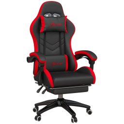 Vinsetto Silla Gaming De Cuero Pu Reclinable 135° Altura Ajustable Negro Y Rojo