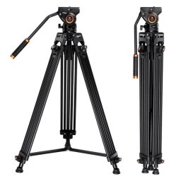 Trípode K&F CONCEPT VA18 con rótula fluida 360°, aluminio, altura 184 cm