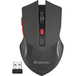 Ratón Defender ACCURA MM-275 Inalámbrico RF 1600 DPI Negro Rojo Ergonomía Oficina