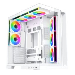 Caja PC Xigmatek Aqua 7 EN49033 Blanco Vidrio Templado ARGB Mid Tower