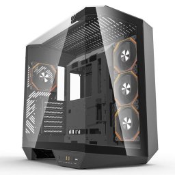 Caja torre media Darkflash DY470 negra con paneles de cristal templado y 4 ventiladores ARGB