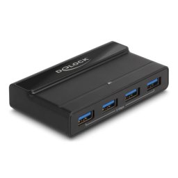 Switch USB DeLock 4 puertos 5 Gbps modelo 88066 doble host botones LED