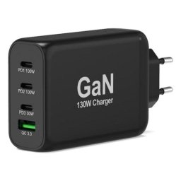 Cargador Port Designs 902107EU GaN 130W 4 Puertos USB PD QC compacto