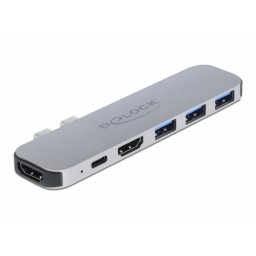 Estación de acoplamiento DeLock 87753 MacBook Dual HDMI 4K PD 60W USB-C Gris Metal