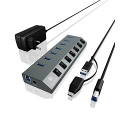 Hub ICYBOX 7 puertos 5 Gbps modelo IB-HUB1701-C3 aluminio carga BC 1.2