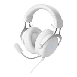 Auriculares Deltaco Gaming GAM-030-W con cable USB y jack, Gaming, micrófono flexible, RGB, blancos